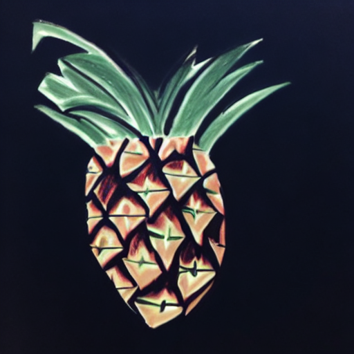 AI image generated of A green and red pineapple drawn with a pencil.
