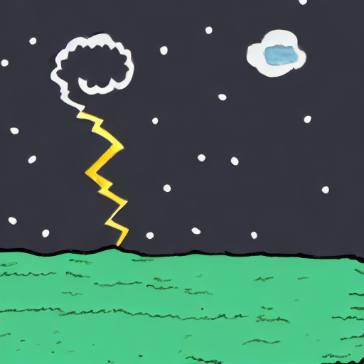 AI image generated of A drawing of a lightening bolt in the sky.