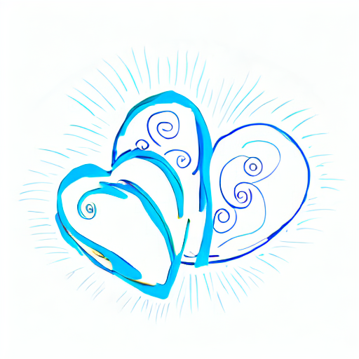 A blue heart shaped drawing. AI image generated of A blue heart shaped drawing.