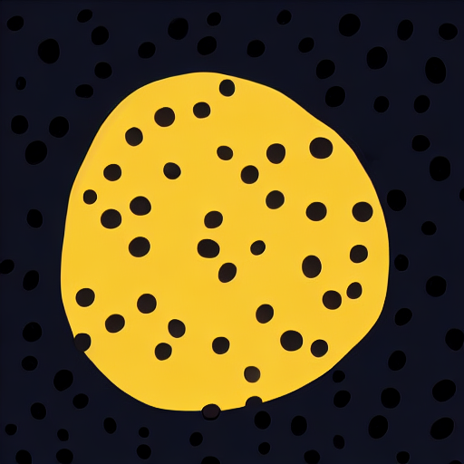 A yellow circle with black dots. AI image generated of A yellow circle with black dots.