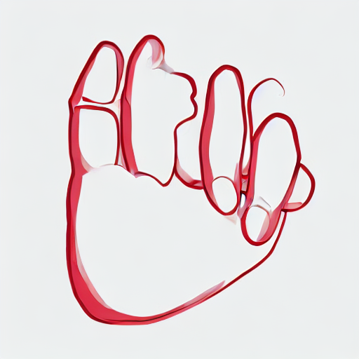 A red hand drawing with a smile on it. AI image generated of A red hand drawing with a smile on it.