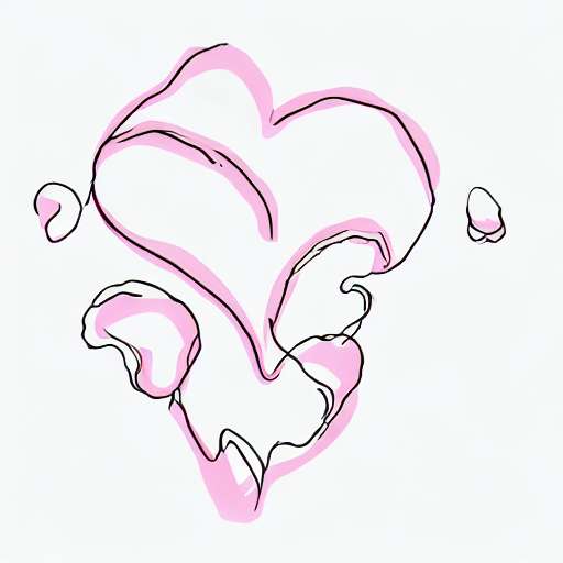 A pink heart with a line through it. AI image generated of A pink heart with a line through it.