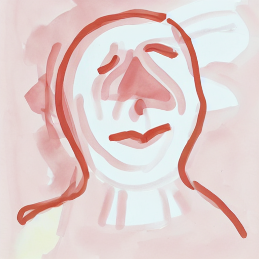 A pink drawing of a face with a smile. AI image generated of A pink drawing of a face with a smile.