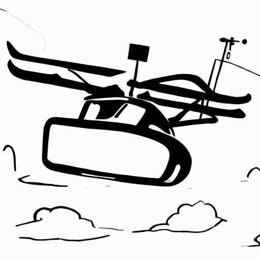 A drawing of a helicopter with a gun on it. AI image generated of A drawing of a helicopter with a gun on it.