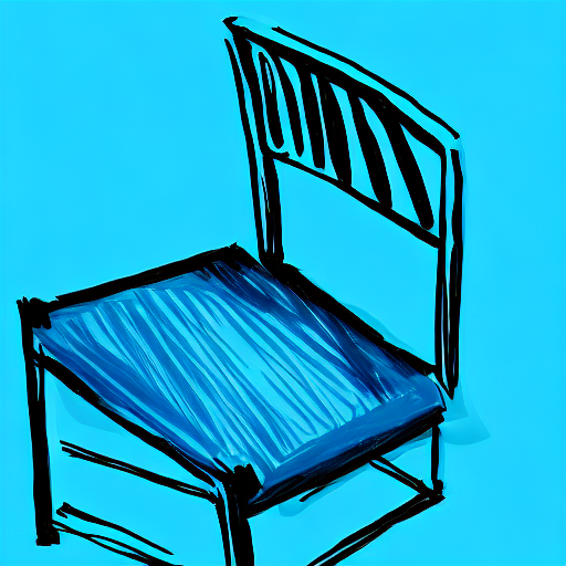 A black drawing of a chair with a blue background. AI image generated of A black drawing of a chair with a blue background.