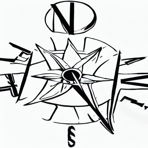 A drawing of a compass with the letters W, S, E, and AI image generated of A drawing of a compass with the letters W, S, E, and