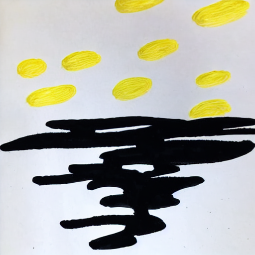 A black and yellow drawing of a storm. AI image generated of A black and yellow drawing of a storm.