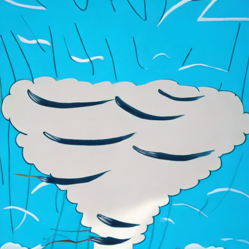 A drawing of a tornado on a blue background. AI image generated of A drawing of a tornado on a blue background.