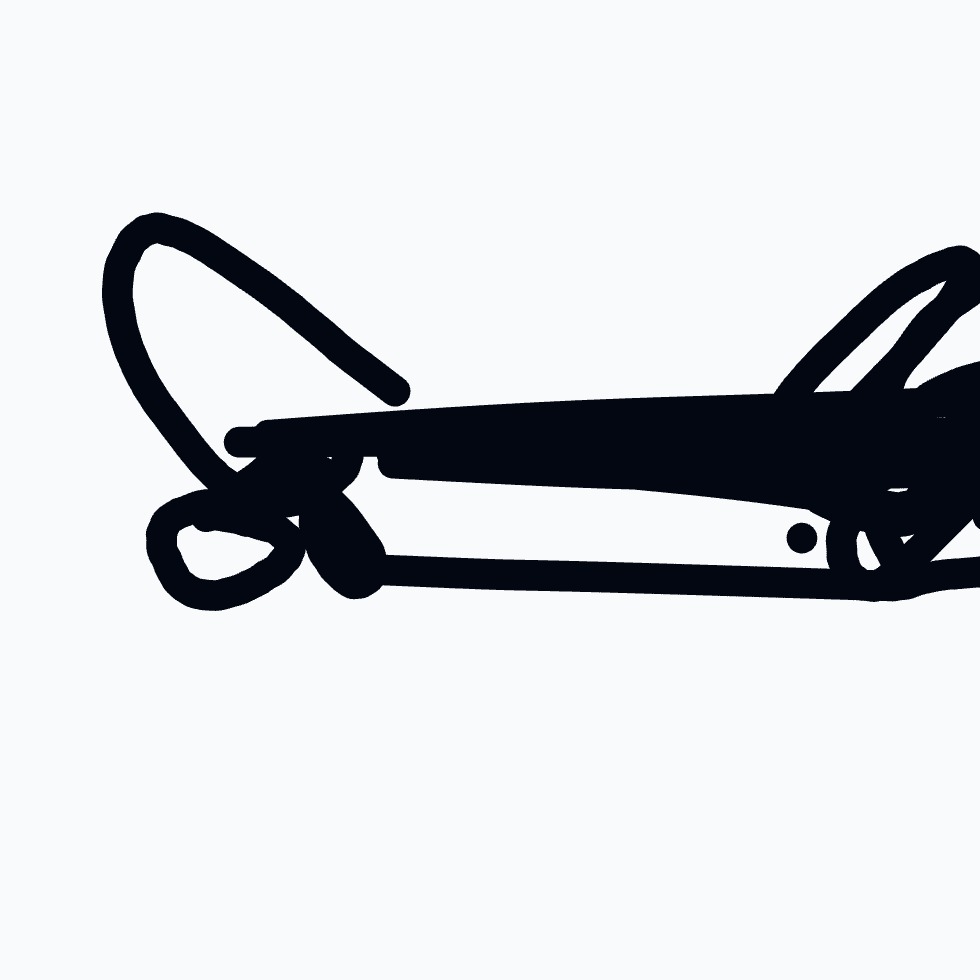 A black drawing of a car on a white background.