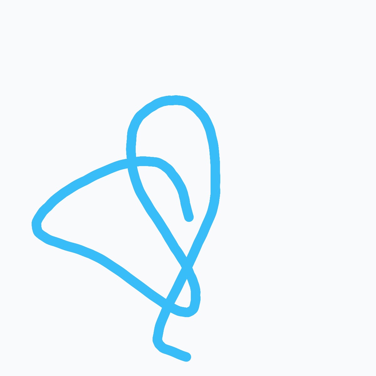 A blue heart shaped drawing.