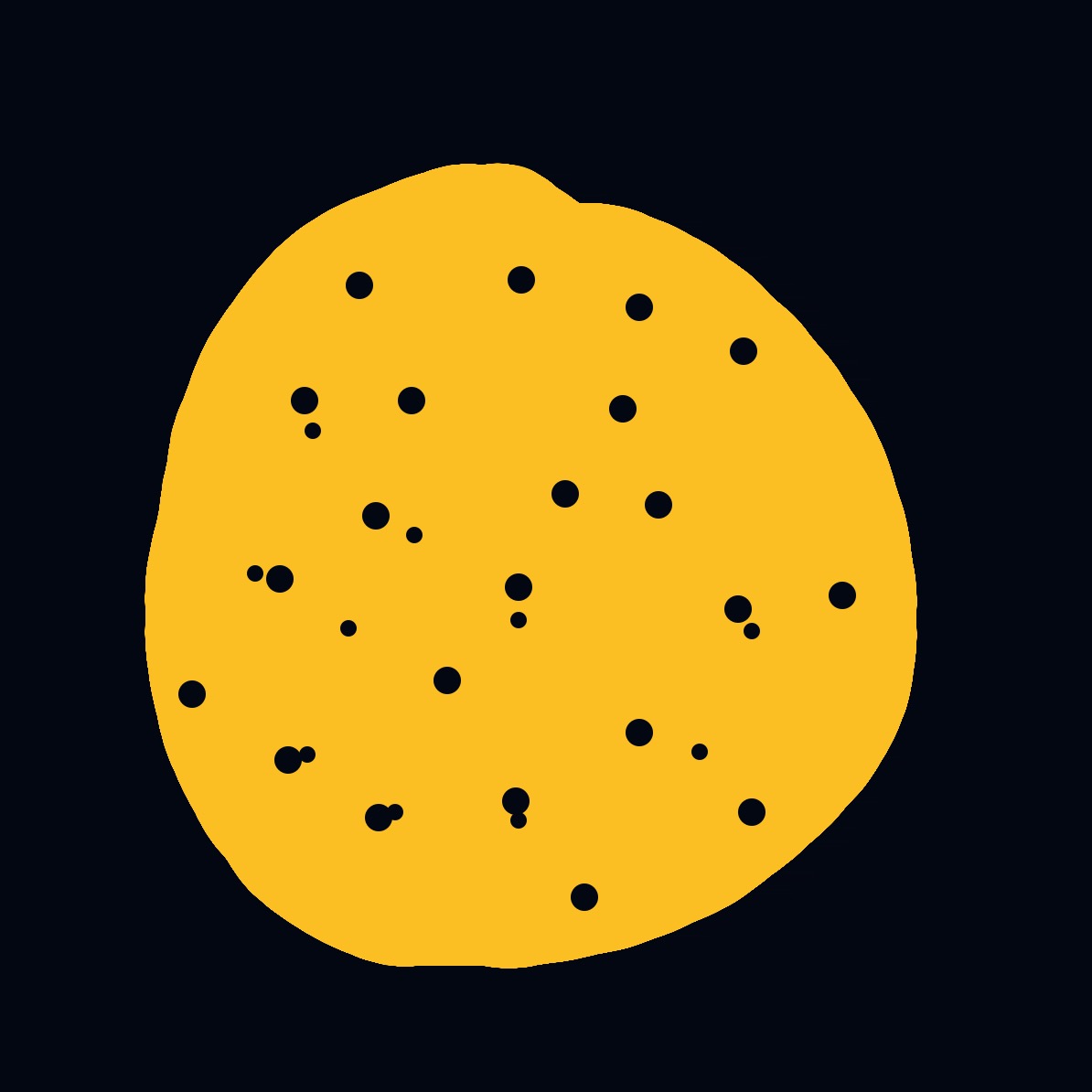 A yellow circle with black dots.