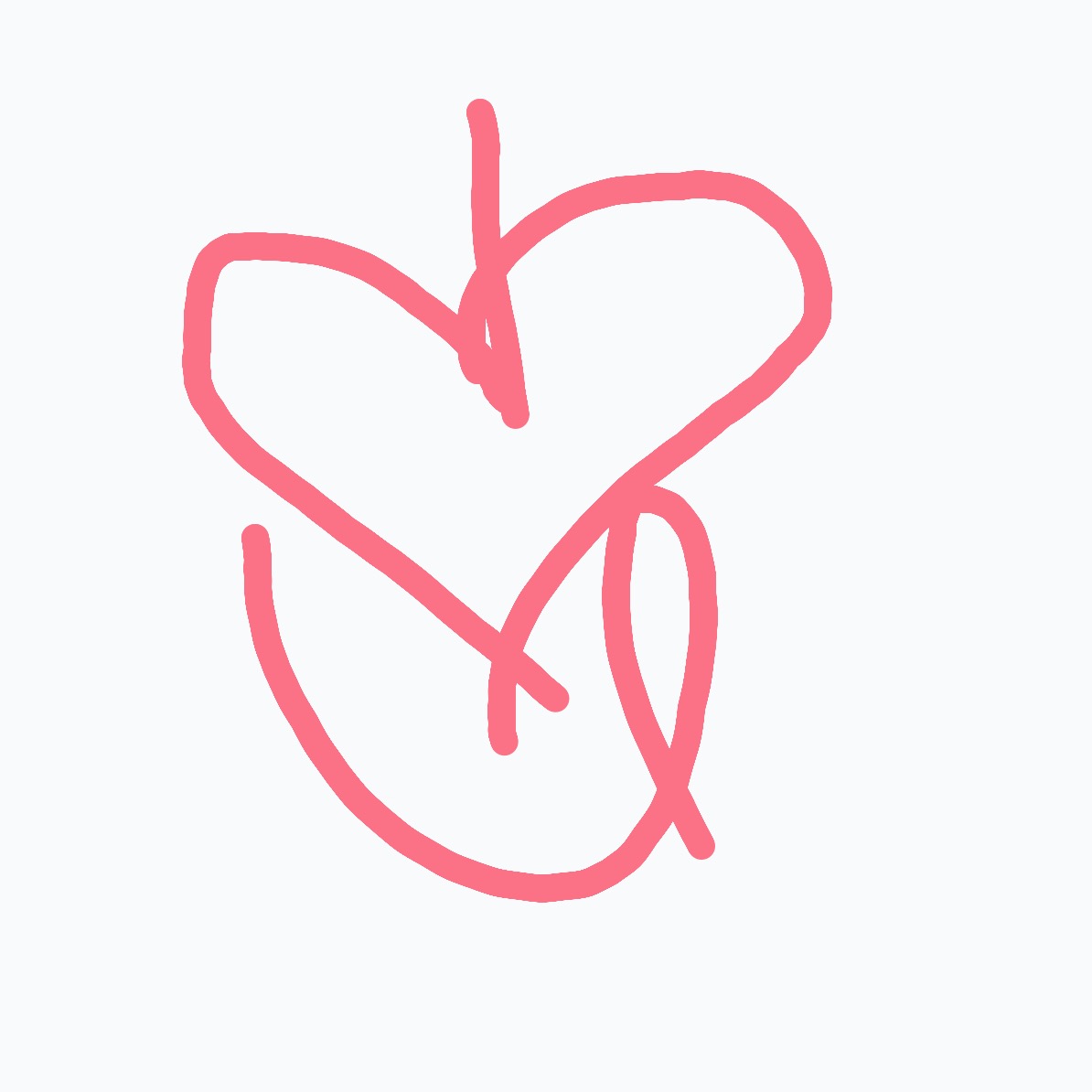 A pink heart with a line through it.