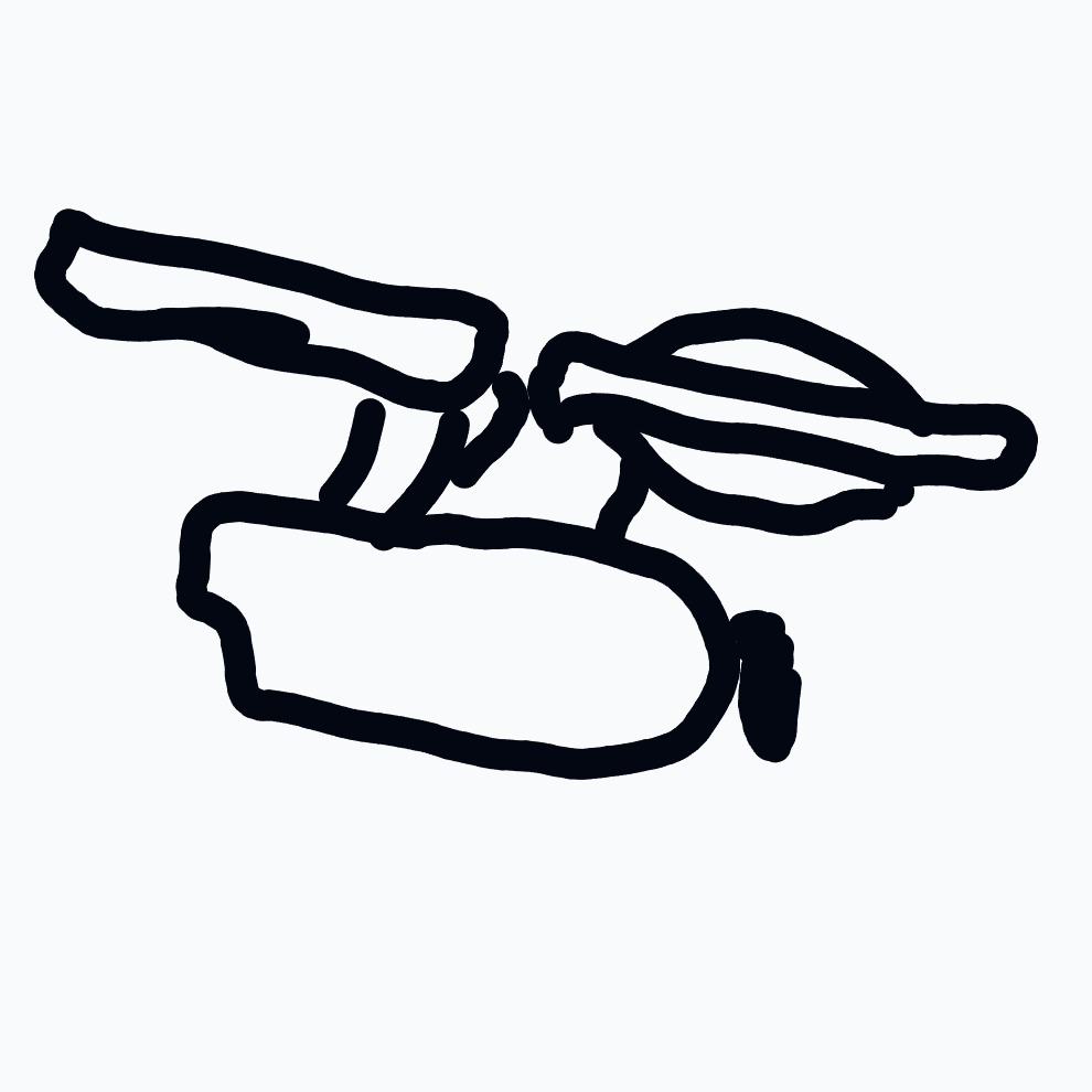 A drawing of a helicopter with a gun on it.