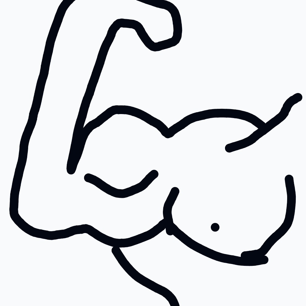 A drawing of a woman with a large breast.