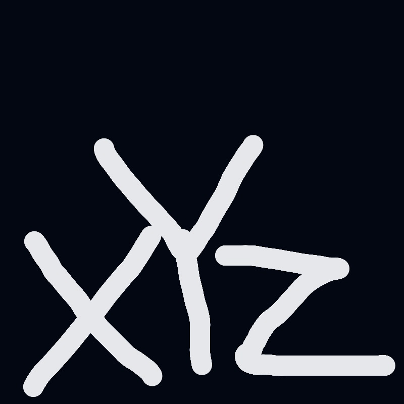 A drawing of a letter X in white.