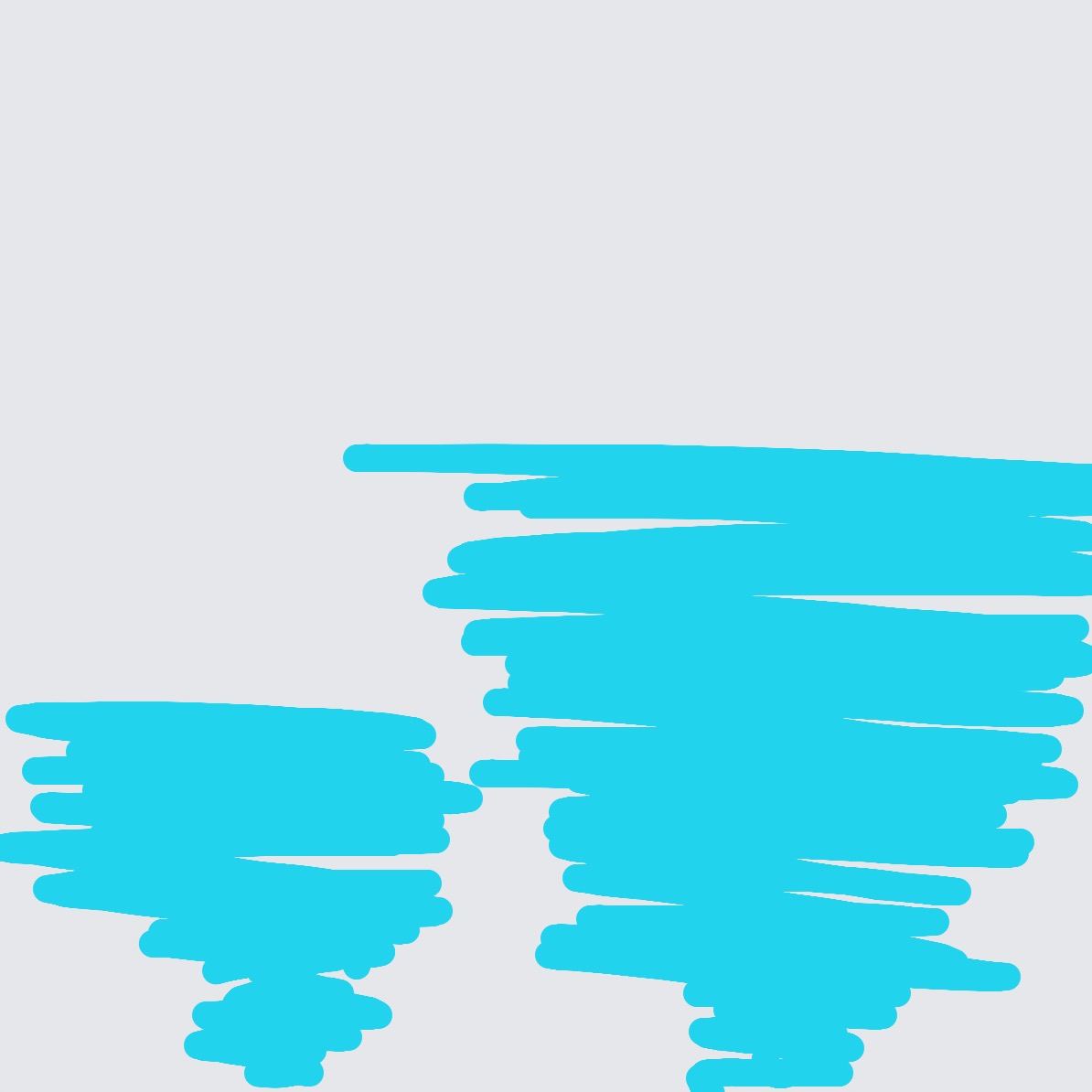 A blue line drawing of a waterfall.